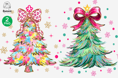 Whimsical Brush Stroke Christmas Tree Festive Holiday Png Product Image 1