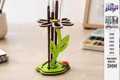 Wooden Paint Brush Holder Laser Cut | Desk Organizer | CNC Product Image 1