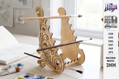 Wooden Paint Brush Holder Laser Cut | Desk Organizer | CNC Product Image 1