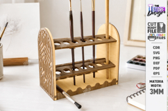 Wooden Paint Brush Holder Laser Cut | Desk Organizer | CNC Product Image 1