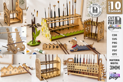 Wooden Paint Brush Holders Laser Cut Bundle | Desk Organizer Product Image 1