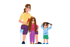 knots brushing child hair vector Product Image 1
