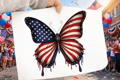 Brushstroke 4th of July Png, Brushstroke Patriotic Butterfly Product Image 2