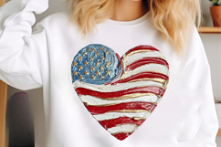 4th of July Png, Brushstroke Patriotic Heart Png Product Image 3