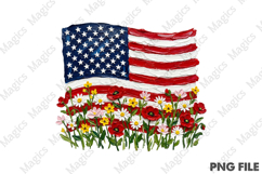 Brushstroke American Flag Floral PNG Product Image 1