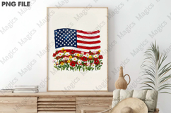 Brushstroke American Flag Floral PNG Product Image 3