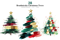 Brushstroke Christmas Tree Clipart | 28 PNG Product Image 1