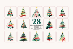 Brushstroke Christmas Tree Clipart | 28 PNG Product Image 2