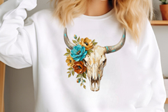 Brushstroke Floral Cow Skull PNG Product Image 2