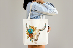 Brushstroke Floral Cow Skull PNG Product Image 3