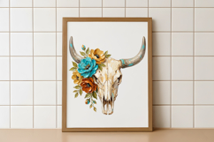 Brushstroke Floral Cow Skull PNG Product Image 4
