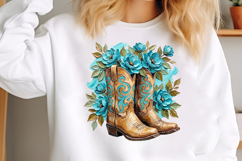 Brushstroke Floral Cowgirl Boots PNG Product Image 2
