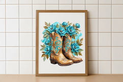 Brushstroke Floral Cowgirl Boots PNG Product Image 4