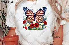 Brushstroke Patriotic Butterfly Floral PNG Product Image 2