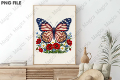 Brushstroke Patriotic Butterfly Floral PNG Product Image 3