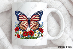 Brushstroke Patriotic Butterfly Floral PNG Product Image 4
