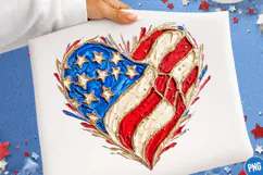 Brushstroke Patriotic Heart Png, Brushstroke American Flag Product Image 1