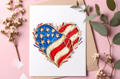 Brushstroke Patriotic Heart Png, Brushstroke American Flag Product Image 2