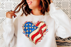 Brushstroke Patriotic Heart Png, Brushstroke American Flag Product Image 4