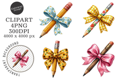 Brushstroke Pencil Bow Clipart PNG Product Image 1