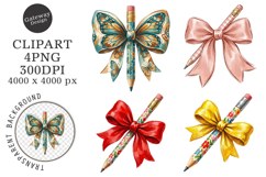 Brushstroke Pencil Bow Clipart PNG Product Image 1