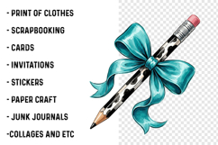 Brushstroke Pencil Bow Clipart PNG Product Image 2