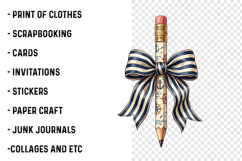 Brushstroke Pencil Bow Clipart PNG Product Image 2