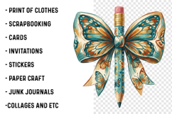 Brushstroke Pencil Bow Clipart PNG Product Image 3
