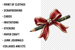 Brushstroke Pencil Bow Clipart PNG Product Image 2