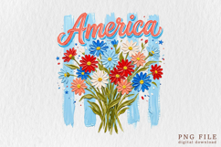Brushstroke Striped America Wildflowers PNG Product Image 1