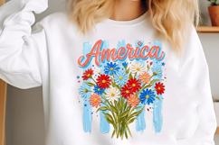 Brushstroke Striped America Wildflowers PNG Product Image 2