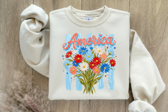 Brushstroke Striped America Wildflowers PNG Product Image 5