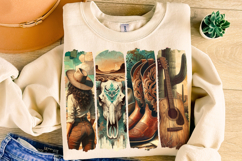 Cowgirl PNG, Country Western PNG, Cactus PNG, Bull Skull PNG Product Image 1