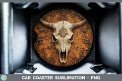 GorgeousBS01 Tooled Leather Car Coaster design.