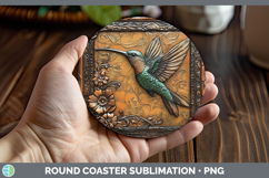GorgeousBS01 Tooled Leather Round Coaster design.