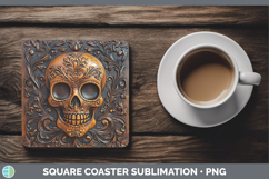 GorgeousBS01 Tooled Leather Square Coaster design.