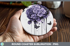 GorgeousBS03 Purple Drips Round Coaster design.