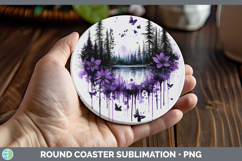 GorgeousBS03 Purple Drips Round Coaster design.