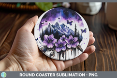 GorgeousBS03 Purple Drips Round Coaster design.