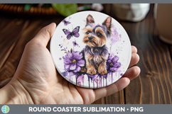 GorgeousBS03 Purple Drips Round Coaster design.