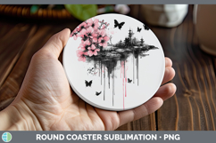 GorgeousBS035 Pink Drips Round Coaster design.