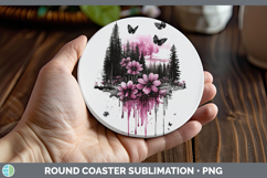 GorgeousBS035 Pink Drips Round Coaster design.