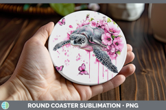 GorgeousBS035 Pink Drips Round Coaster design.