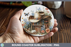 GorgeousBS04 Bookshelf Round Coaster design.