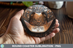 GorgeousBS04 Copper Relief Round Coaster design.