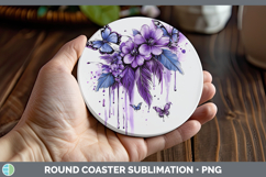 GorgeousBS04 Purple Drips Round Coaster design.