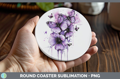 GorgeousBS04 Purple Drips Round Coaster design.