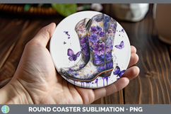 GorgeousBS04 Purple Drips Round Coaster design.