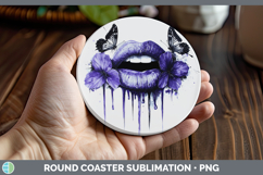 GorgeousBS04 Purple Drips Round Coaster design.