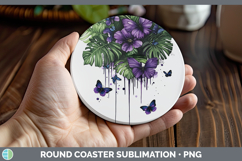 GorgeousBS04 Purple Drips Round Coaster design.